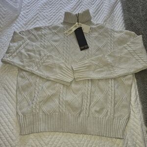 Truth Cream Diamond Knit Turtleneck Sweater